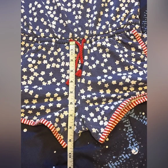 Girls Sz M(7/8) Cat & Jack Star Print Romper with Red Stripe Trim - Picture 5 of 7